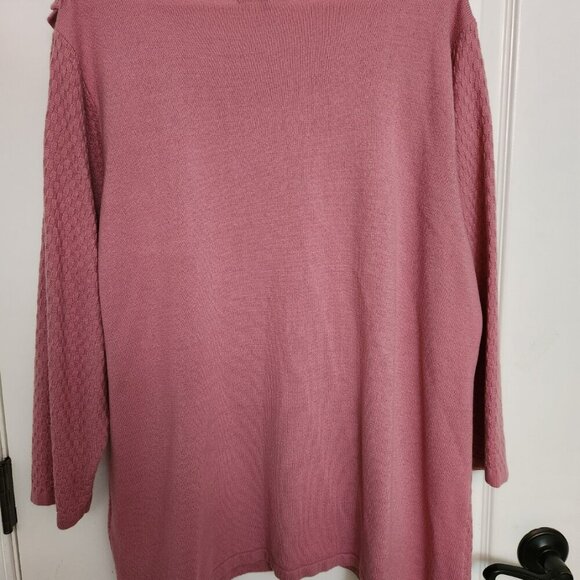 Napa Valley Sweater Size 2X Womens 3/4 Sleeve Pink With Broach - Picture 3 of 4
